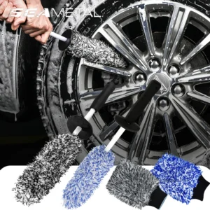 seametal car wash microfiber wheels brush non slip ultra soft car cleaning gloves mitt car wheel spokes brushes car accessories